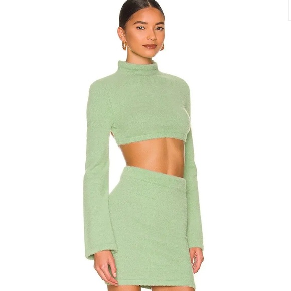 NWT SET Camila Coelho - Raquel Light Green Cropped Sweater & Mini Skirt - Small - Picture 3 of 8